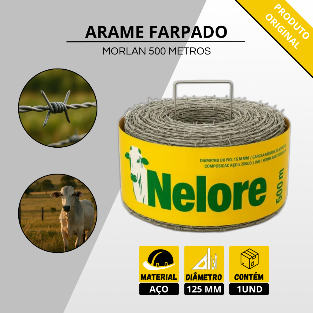Arame Farpado Nelore Morlan Forte e resistente 500