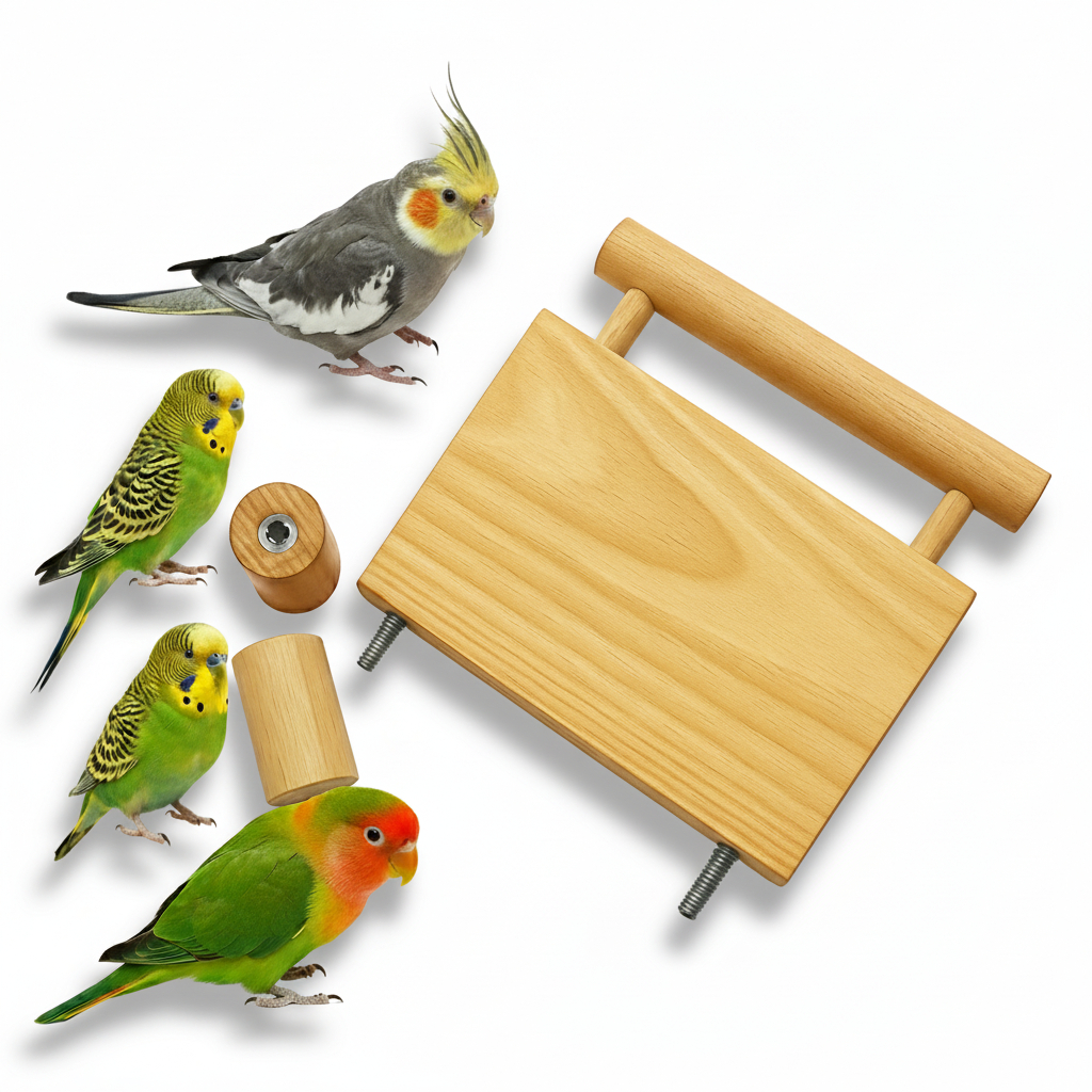 Plataforma de Descanso com poleiro de Madeira natu