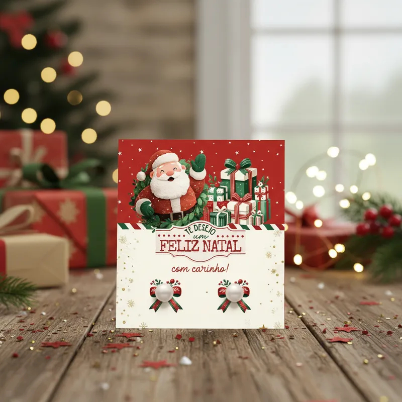 Lembrancinhas Natal Mimo Tag + Brincos De Perola