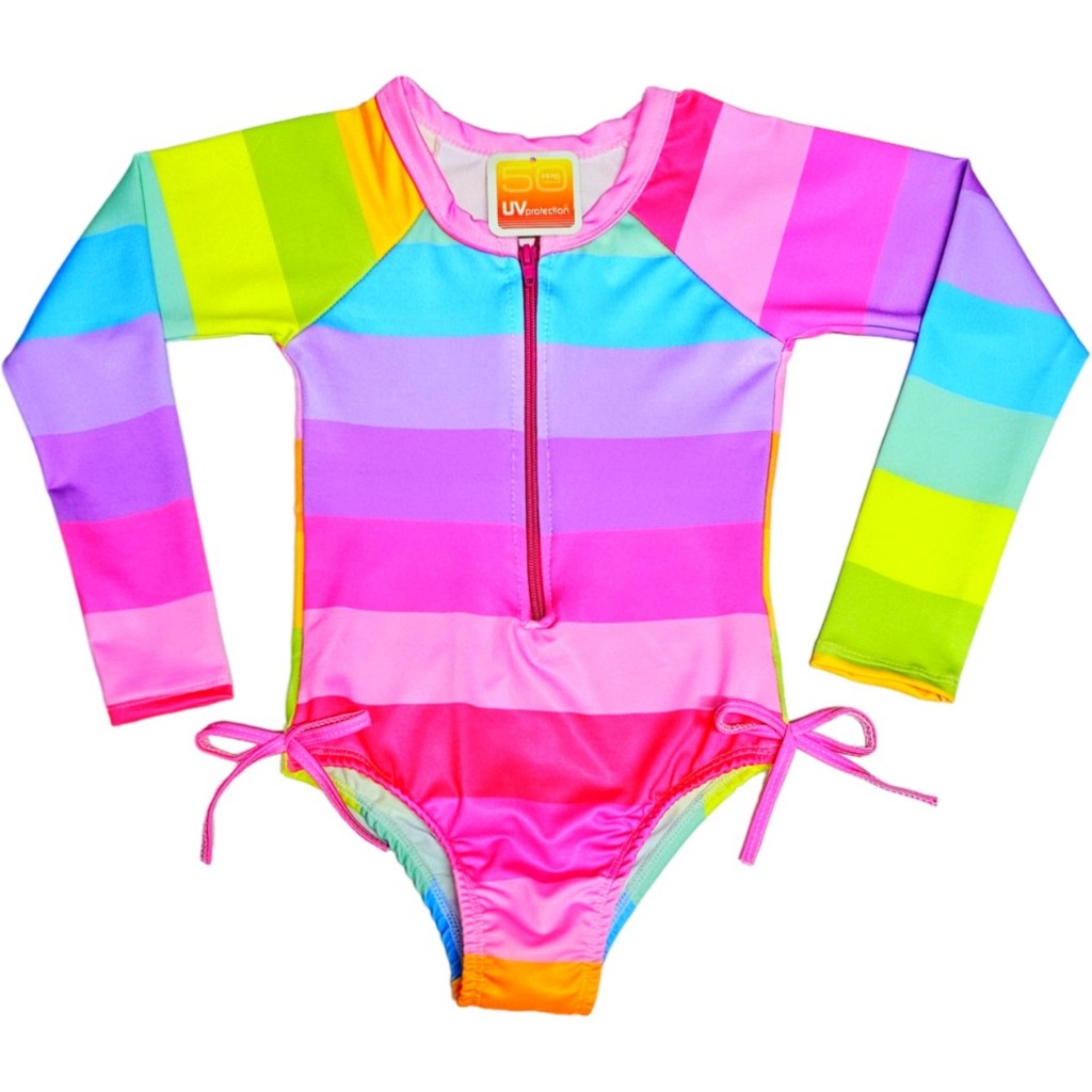 Maiô manga longa infantil juvenil com ziper ̵