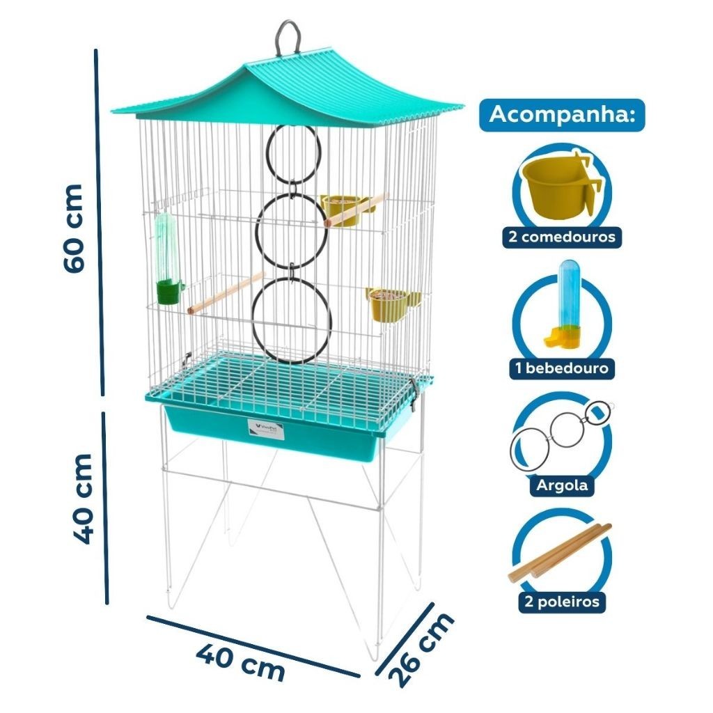 Viveiro de Calopsita Modelo CHINESINHA Completa co