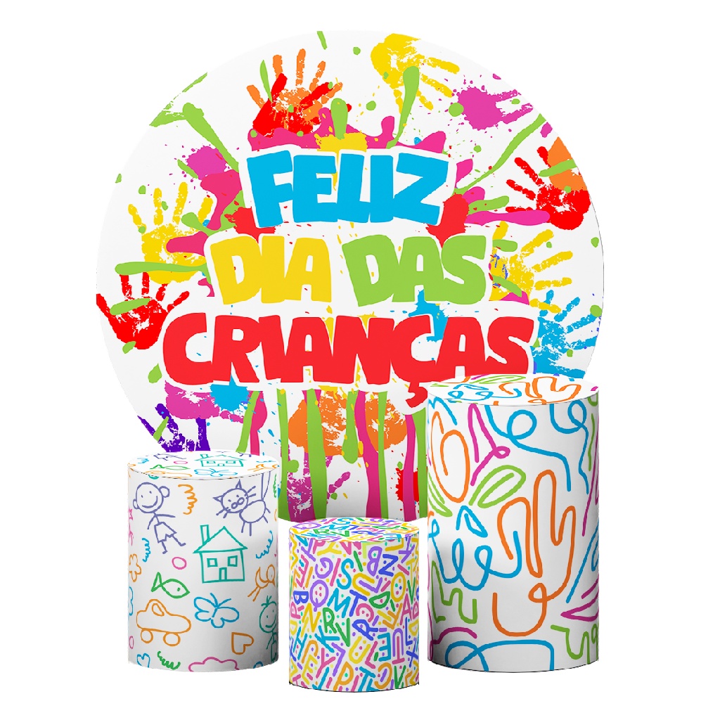 Trio Capas Cilindro + Painel Redondo Dia Divertido