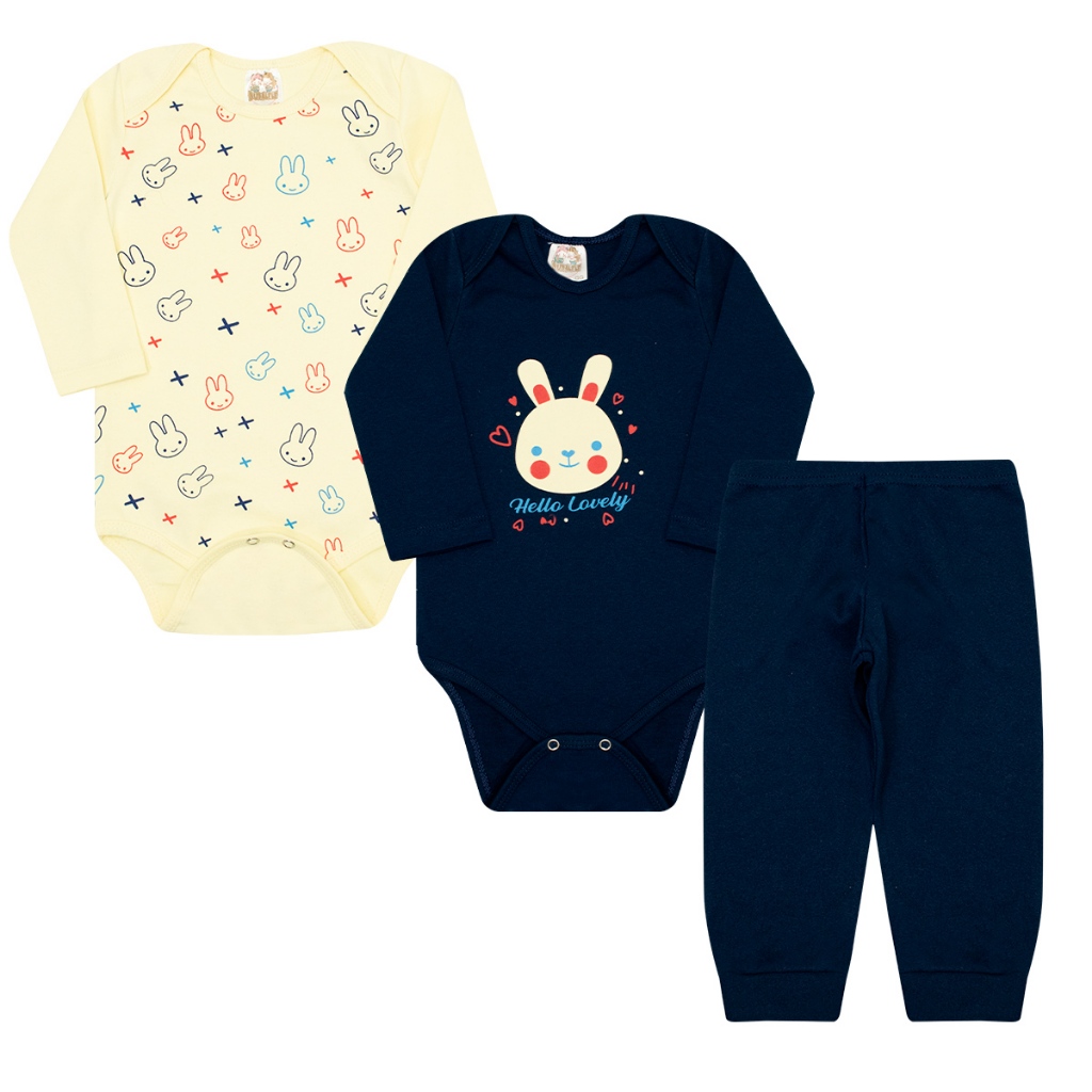 Kit Body Bebê 3 Peças roupas para bebê Conjunto