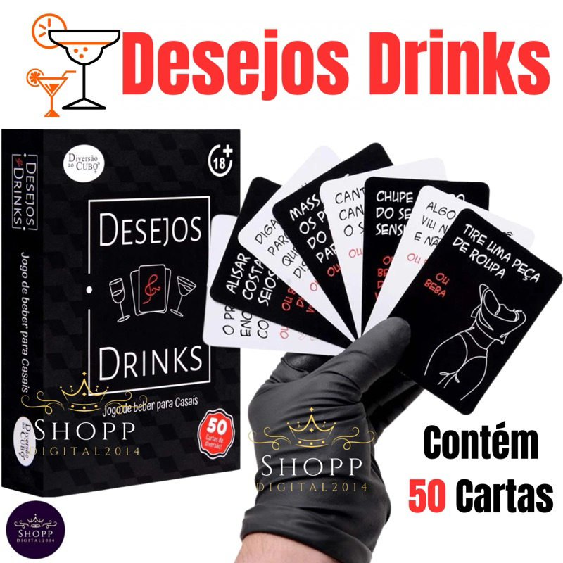 Jogo de cartas Desejos e Drinks baralho casal casa
