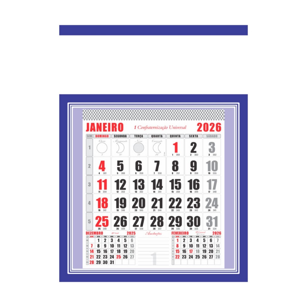 Calendário 2026 Folhinha Comercial 37×27 Cal