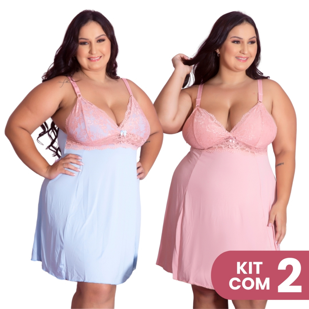 Kit 2 Camisolas Plus Size Romantic Sexy Tamanho Gr