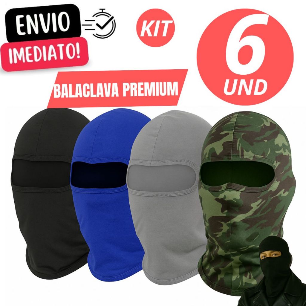 Kit 6 Touca Ninja Balaclava Motoqueiros Militar Ta