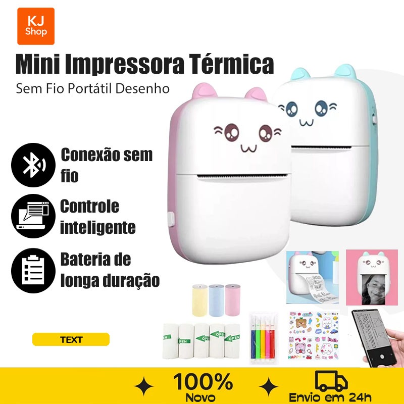 Mini Impressora Portátil Térmica Sem Fio Bluetoo