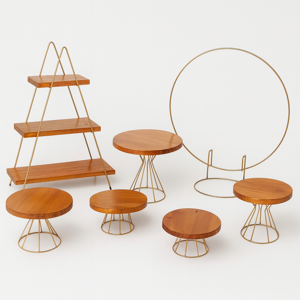 Kit 5 Boleiras + 1 Doceira Escada Festa Em Ferro e