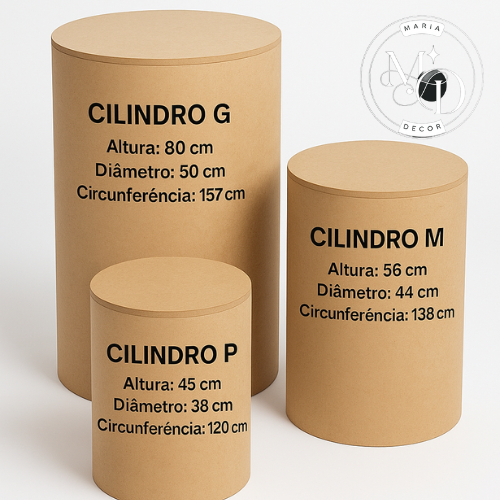 Kit Trio Cilindros Reforçados MDF Decoração Fes