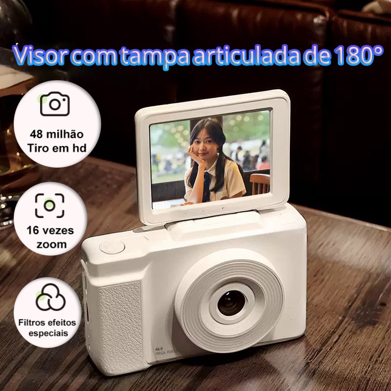 Câmera digital com zoom 4K CCD 16x, Com Cartão S