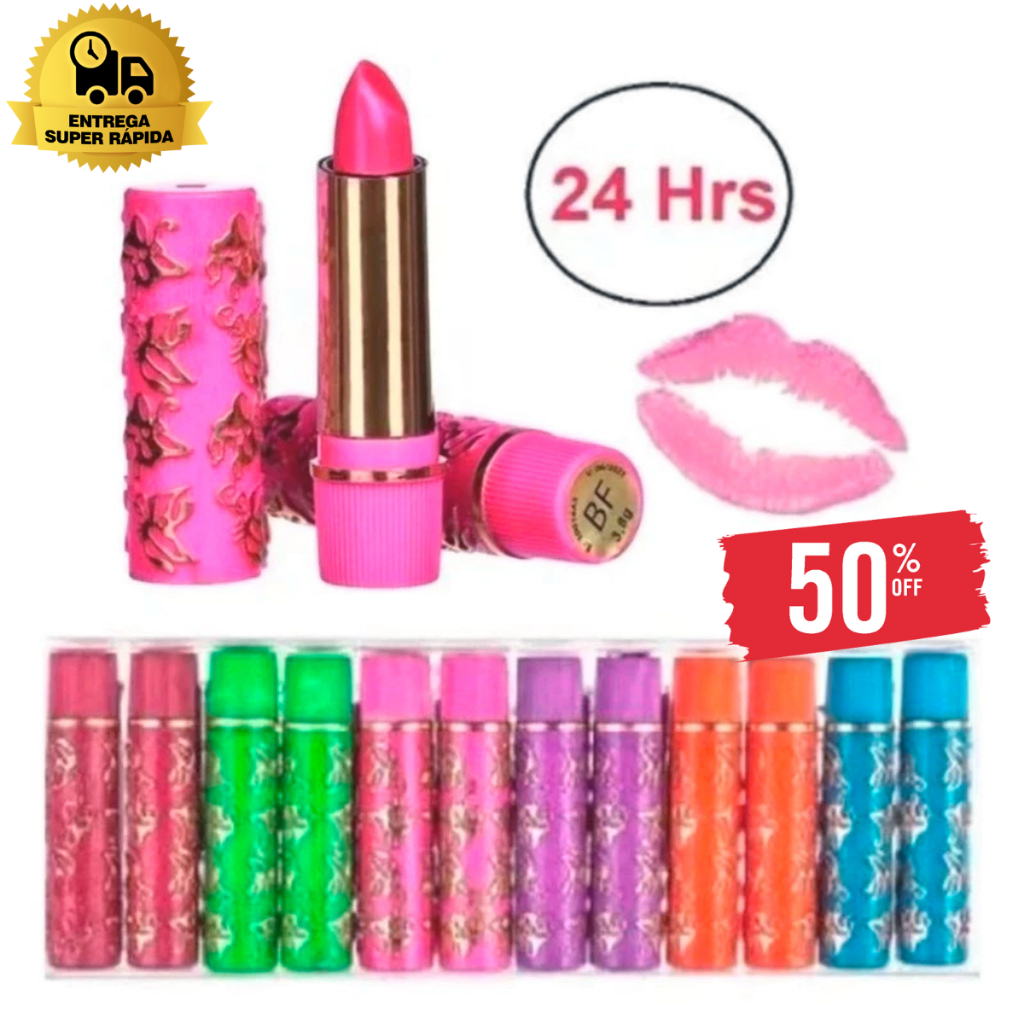 Kit 12 Unidades Batom mágico 24 horas mágicos co