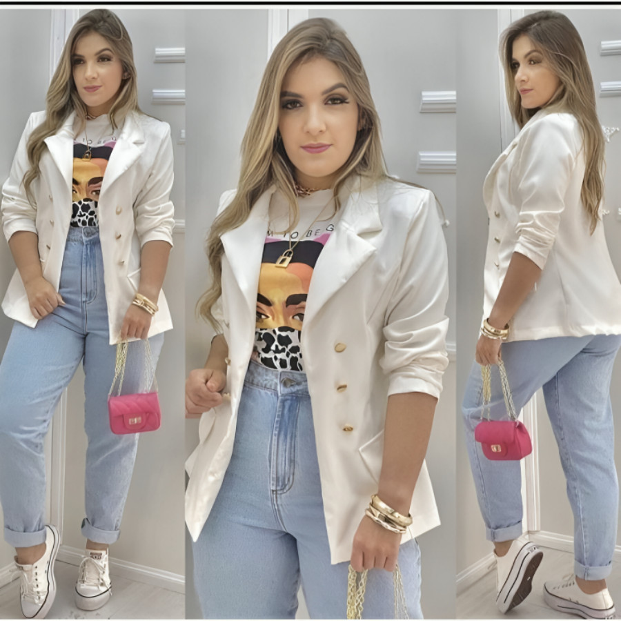 Blazer alfaiataria feminino casaco, blezer com bot