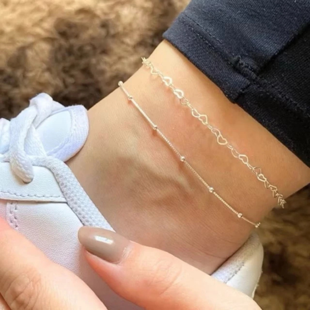 Kit 2 tornozeleiras, elo coração + tornozeleira 