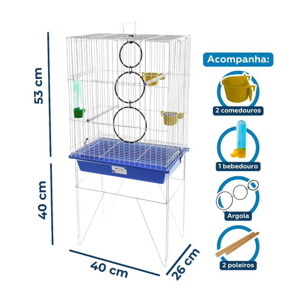 Gaiola Viveiro Para Calopsita Agapornis Completa C
