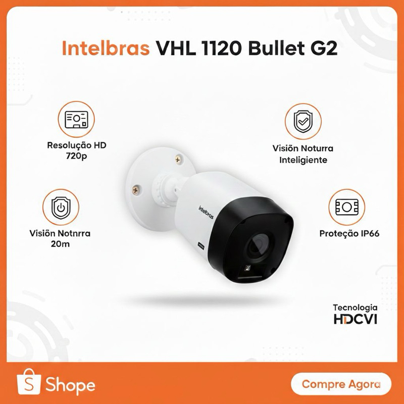 Câmera de segurança Intelbras VHL 1120B G2 HD IP
