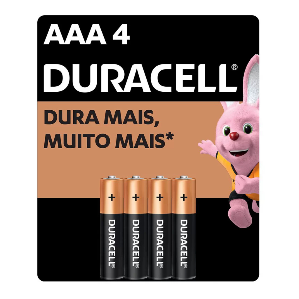 Pilha Duracell Alcalina AAA – 4 Unidades