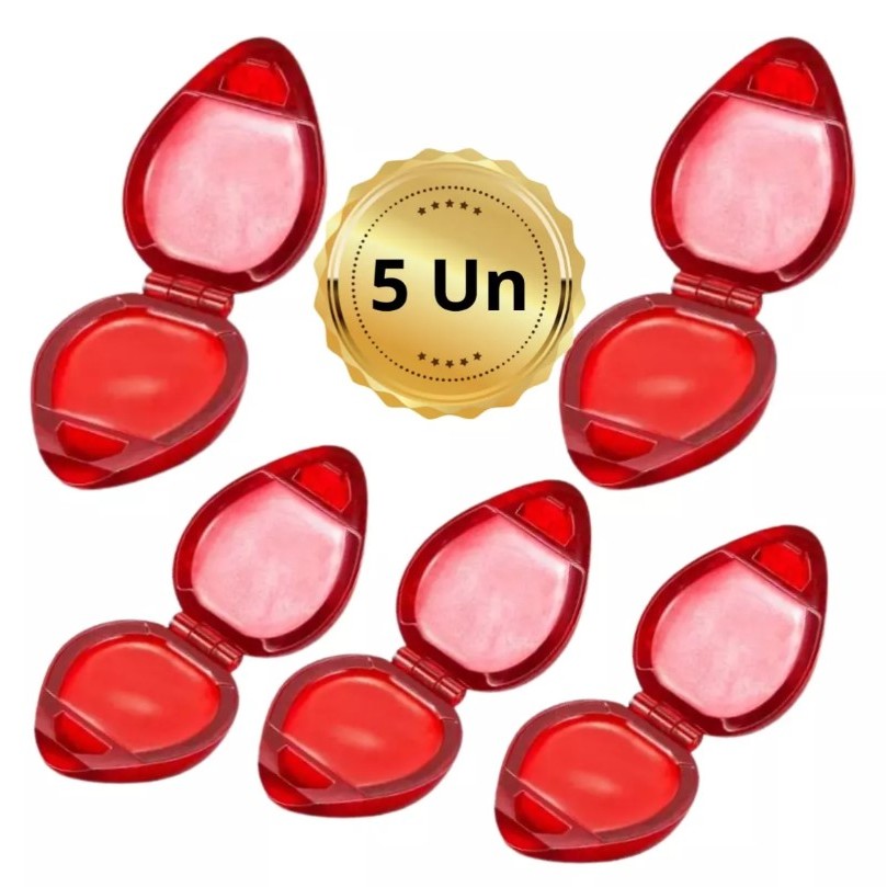 Kit com 5 Batom Brilho Labial Moranguinho Infantil