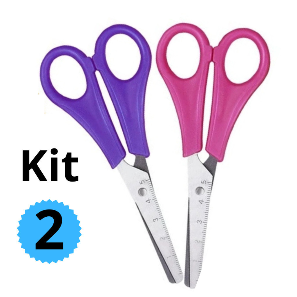 Kit 2 Tesouras Escolar Infantil 13cm Sem Ponta Mas