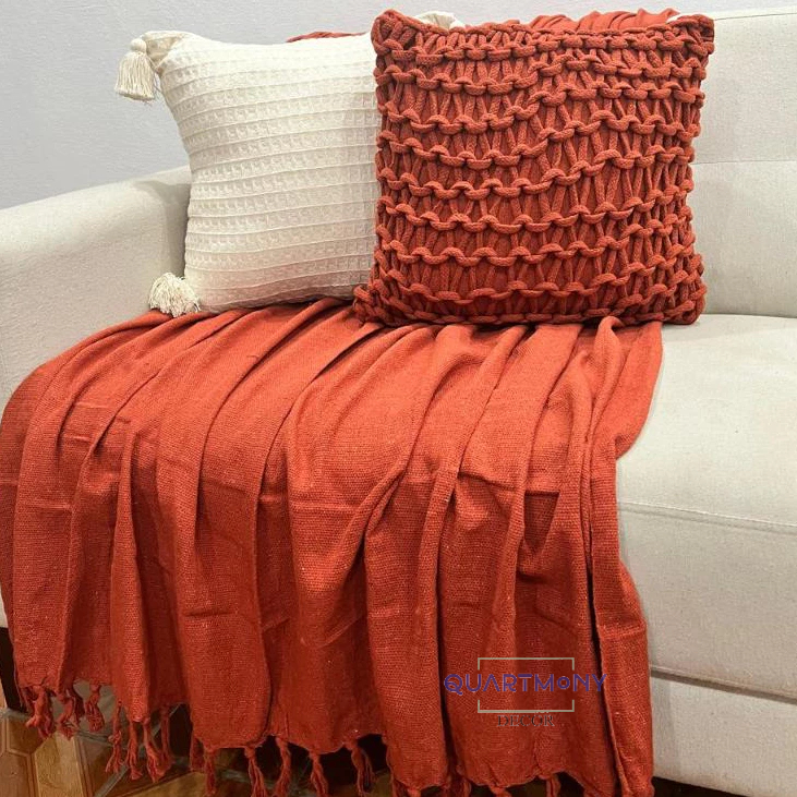 Kit Capa Almofada Corda Trançada Terracota Decora