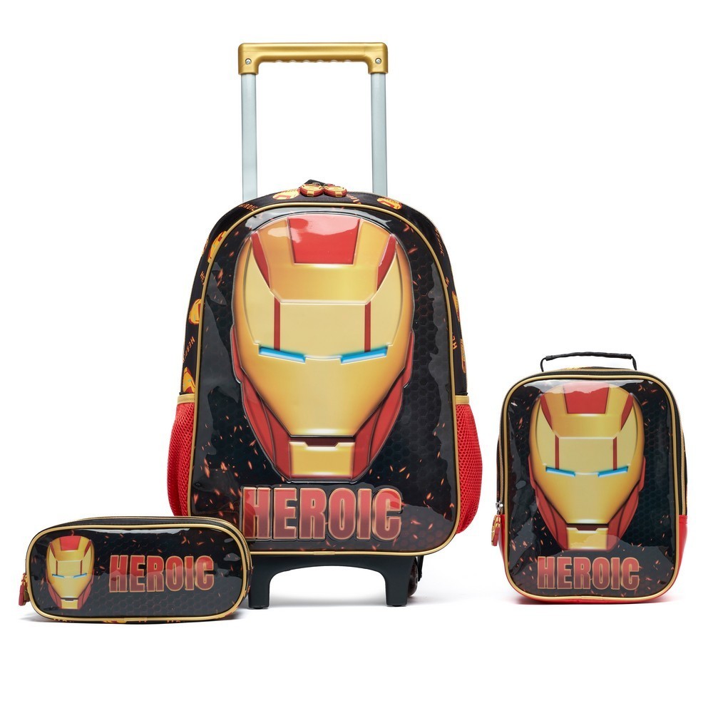 Mochila Homem de Ferro Escolar Infantil + Estojo +