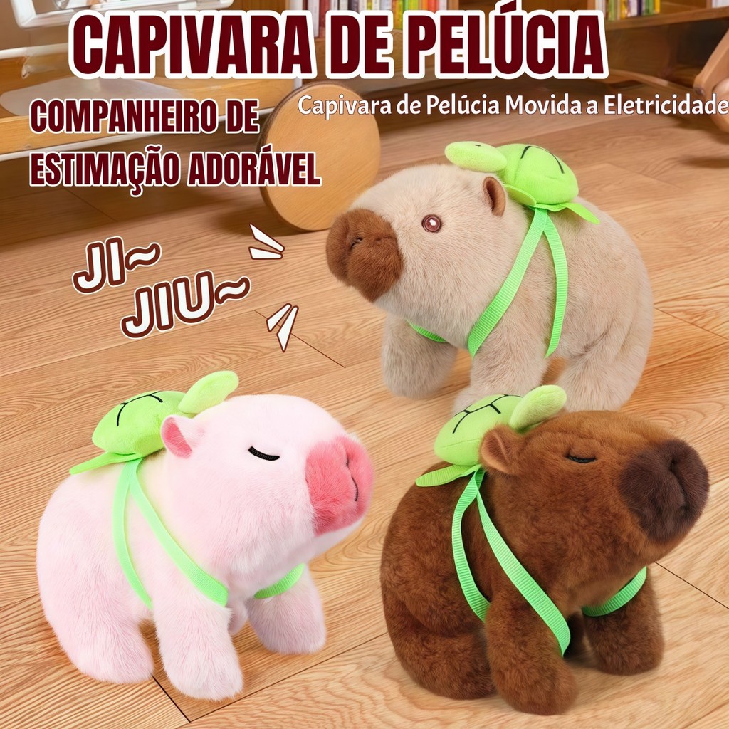 Capivara de Pelúcia Que Anda e faz Barulho Brinqu