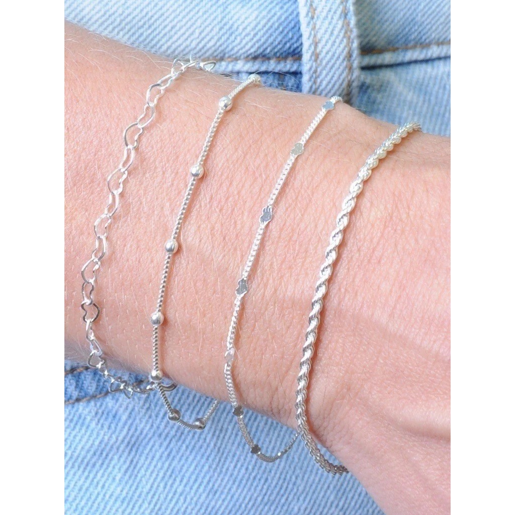 kit 4 pulseiras prata 925 + BRlNCO BRINDE cordão+