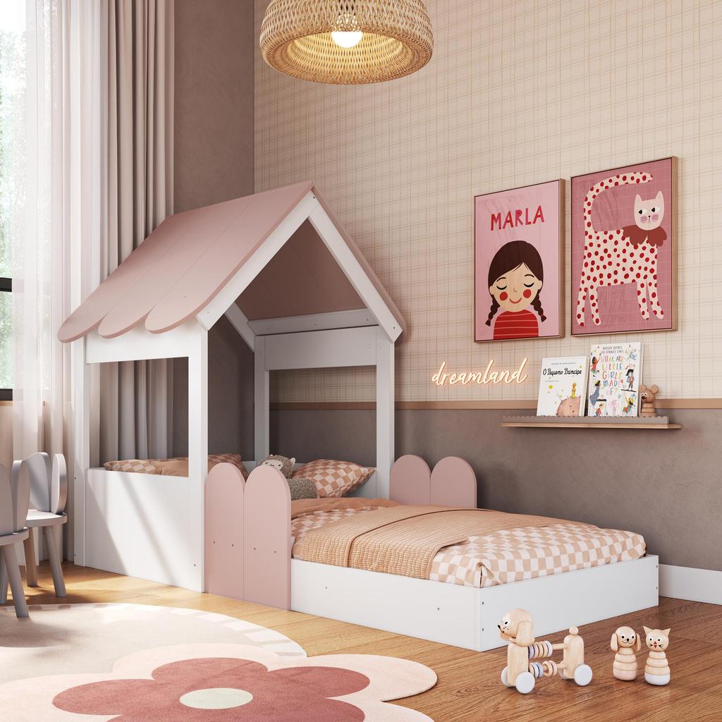 Cama Infantil Montessoriana Casinha com Telhado em
