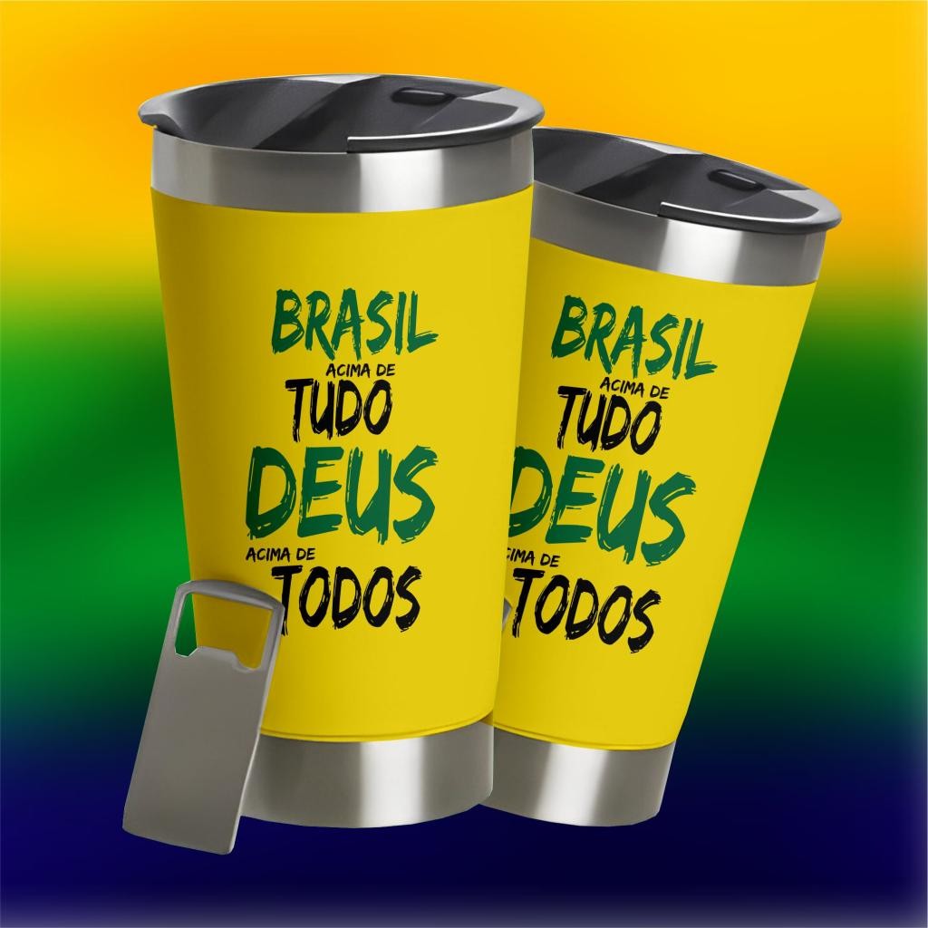 Copo Térmico Patriota Brasil 473ml Com Abridor Am