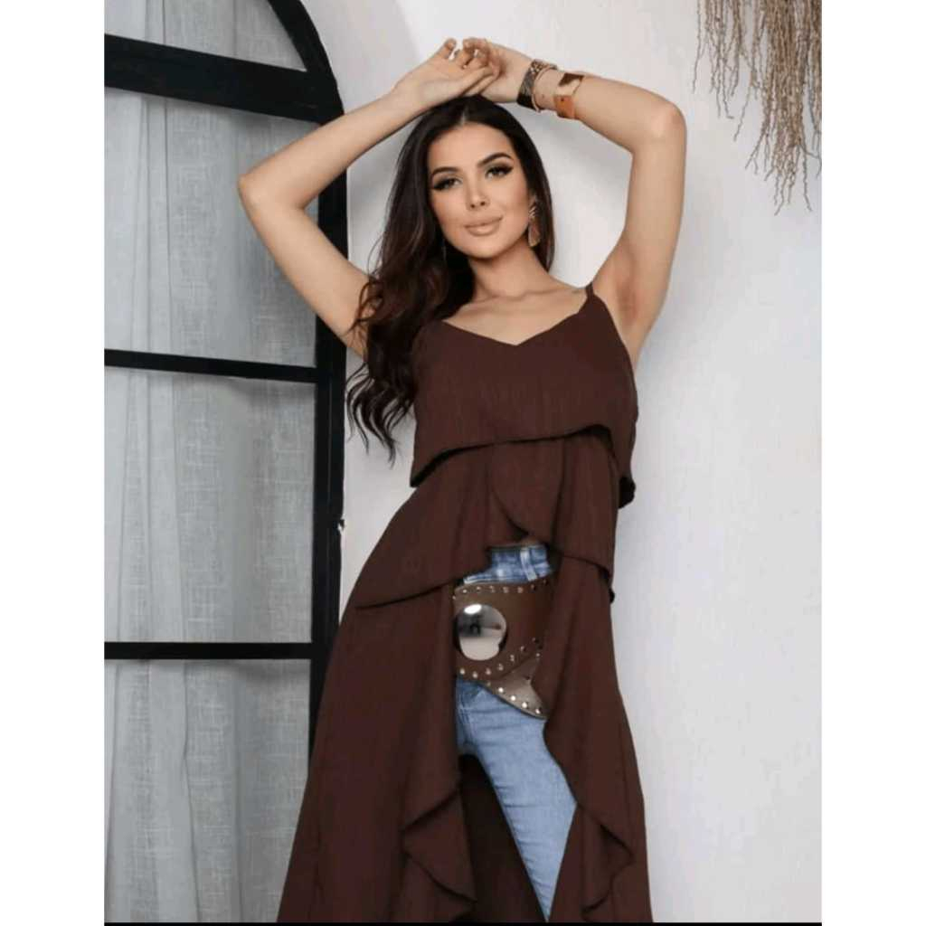 Bata Túnica Boho Chic Duna Elegância com Babado