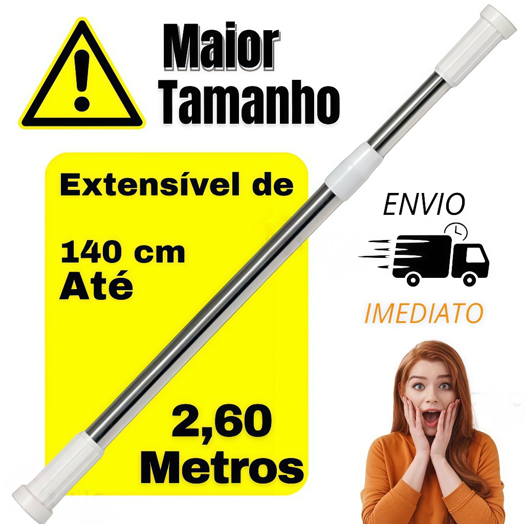 Varão Extensivel Grande Maior Medida Em Inox Resi