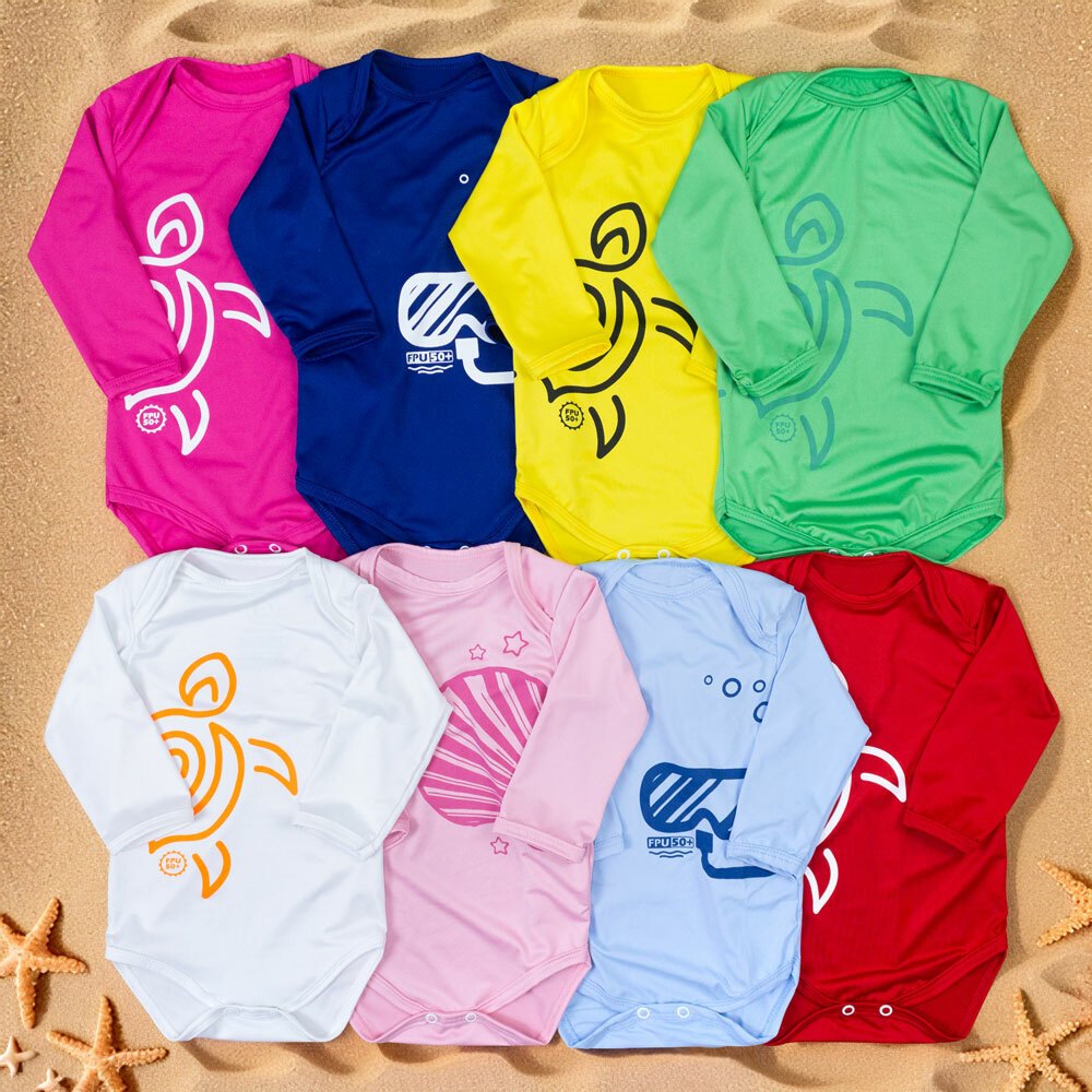 Body Bebê Proteção UV50+ Manga Longa  Moda Prai