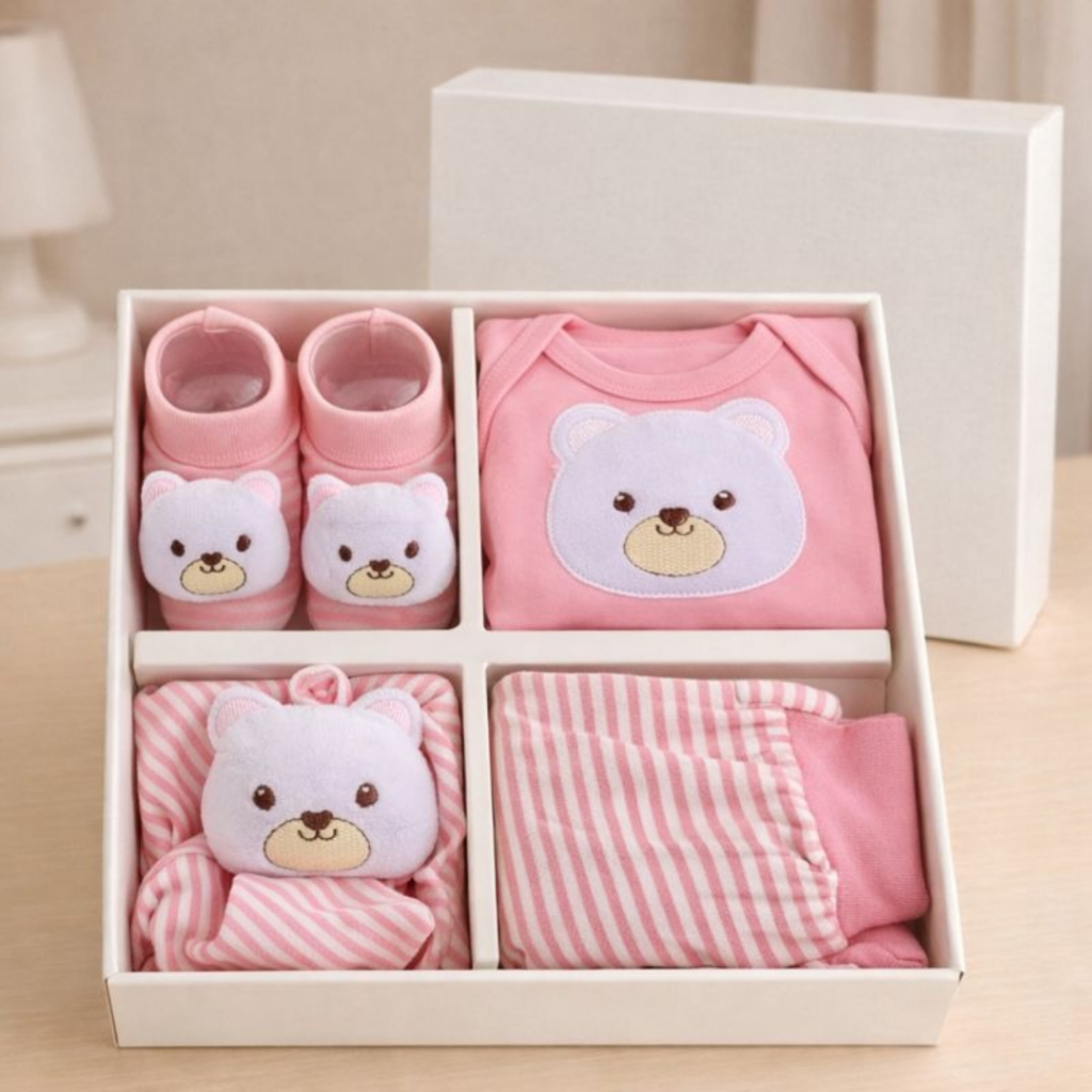 Presente Bebê Recém Nascido 4 Peças Body Manga 