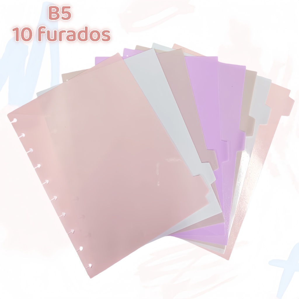 Kit 8 Peças Divisórias Coloridas Para Caderno In