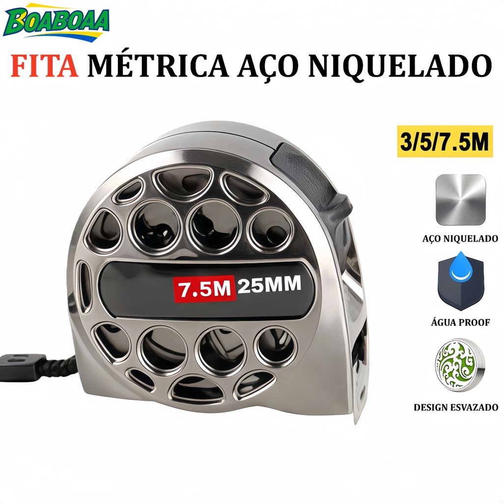 FITA MÉTRICA AÇO INOX PROFISSIONAL 3/5/7,5M  ALT