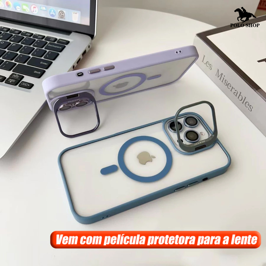 Capinha MagSafe c/ Suporte e Película p/ Lente Gr