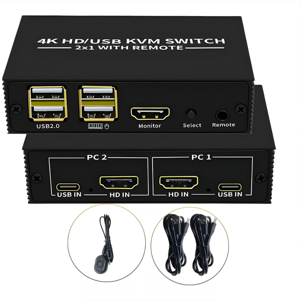 Kvm Chaveador Switch E Seletor Usb Hdmi 2 Portas