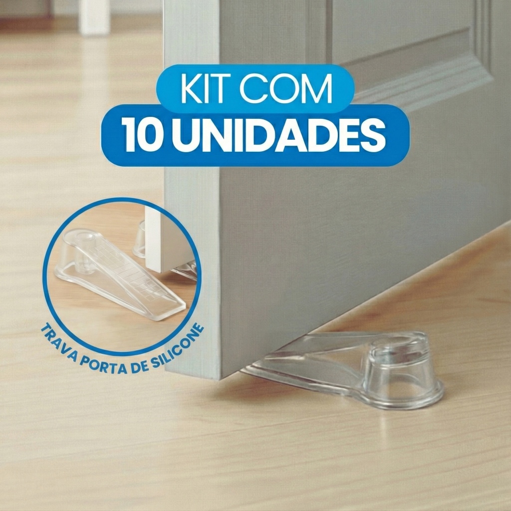 Kit 10 Aparador Peso De Porta Silicone Trava Segur