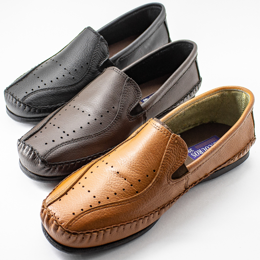 Kit com 3 pares Sapato Mocassim Sapatilha Couro Le