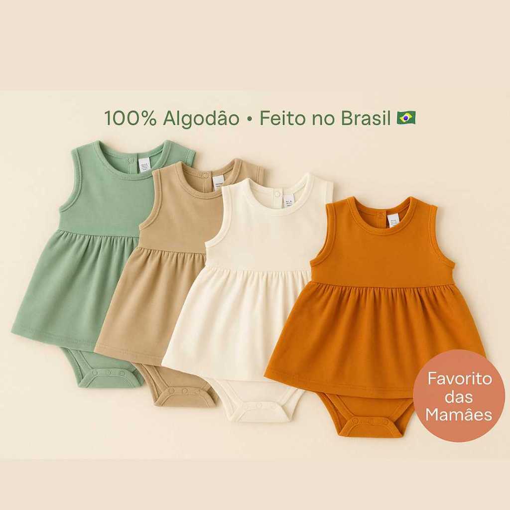 Vestido Body Bebê Algodão P M G GG  Roupa de Men