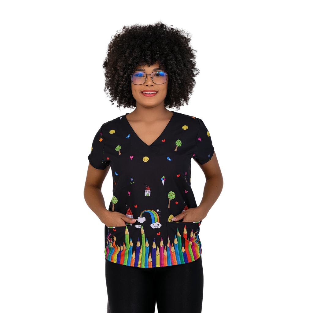 Scrubs Bata Oxifordine Com Elastano Feminina ̵