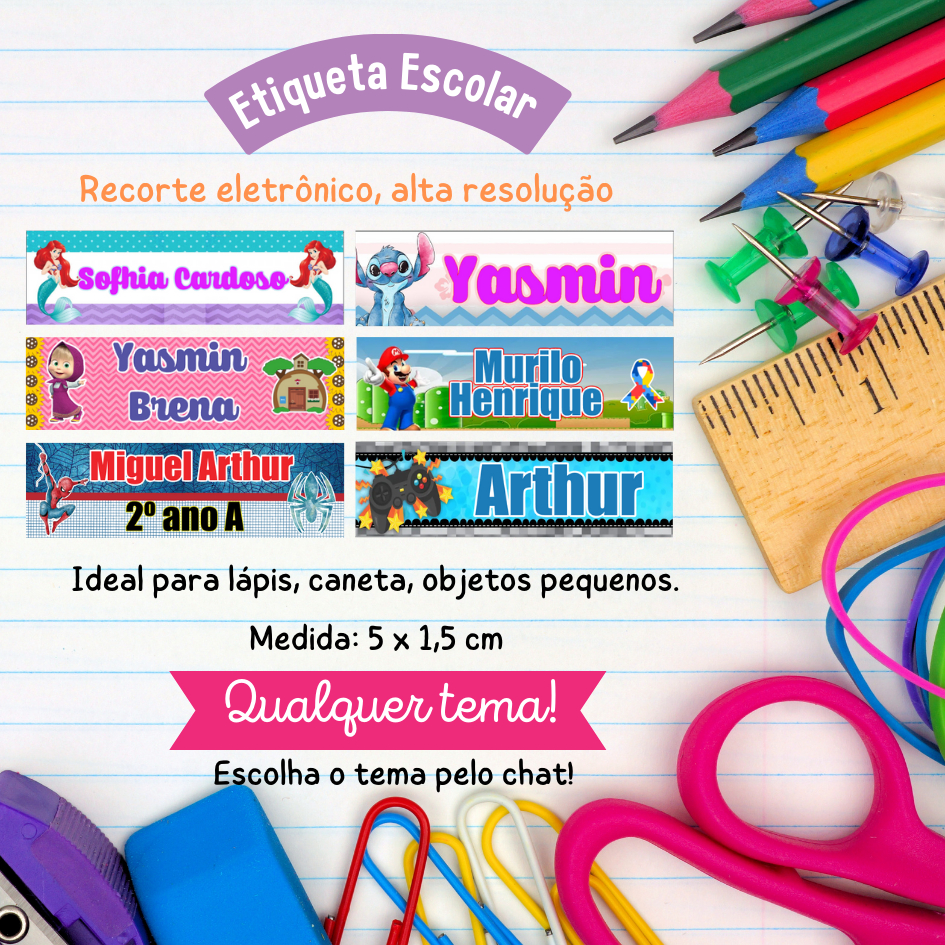 120 Etiquetas adesivas escolar – Volta as au