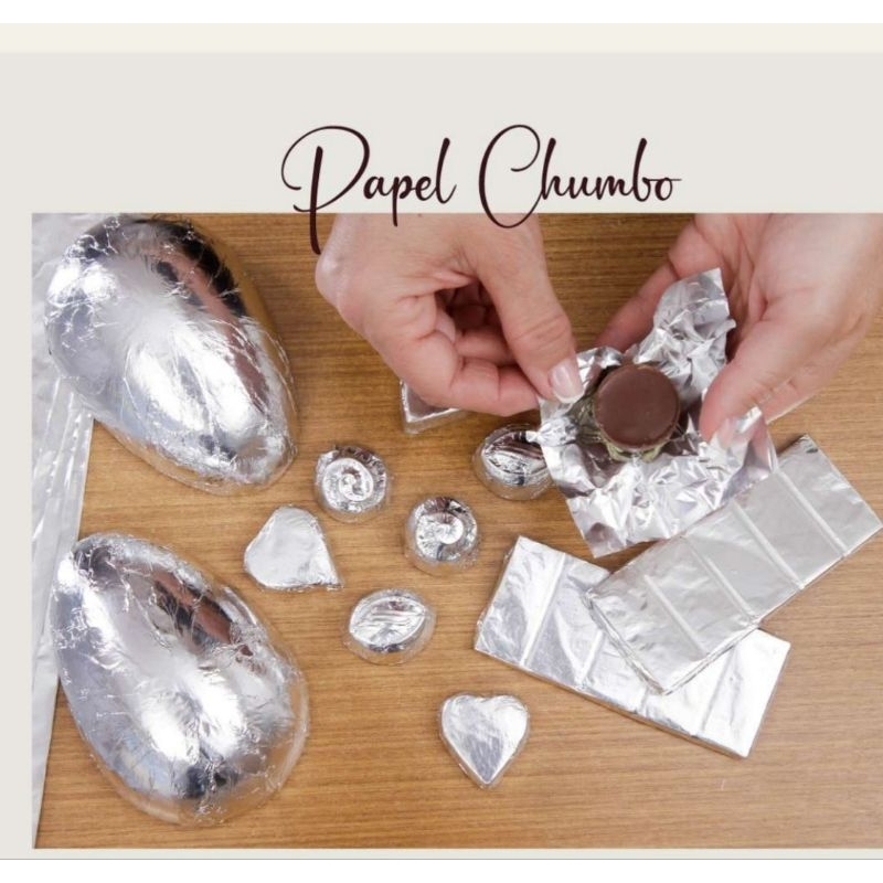 100 papel chumbo metalizado prata várias tamanho 