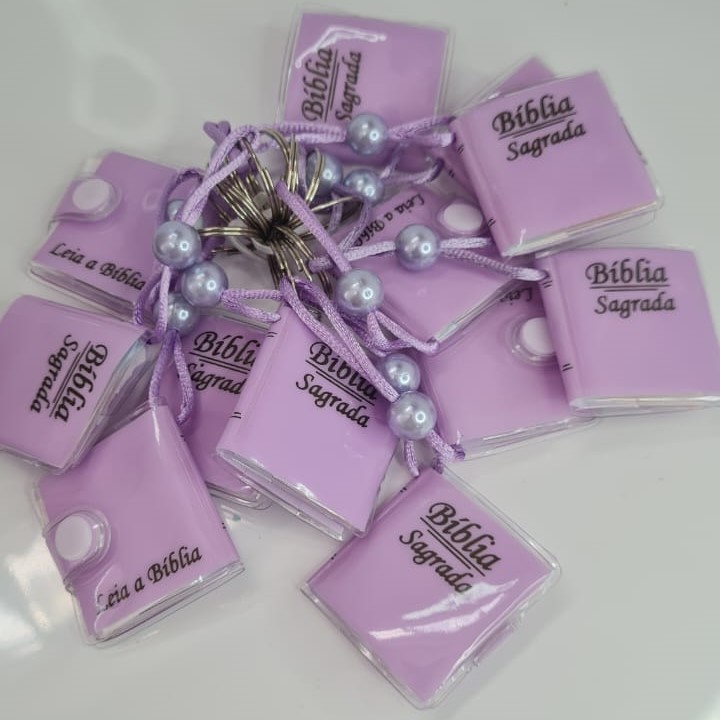 Chaveiro Bíblia Sagrada Com Pérola, Kit 12 Pçs 