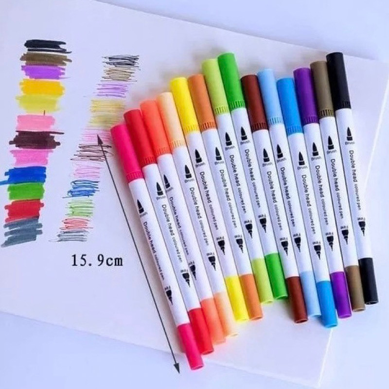 Kit 12 Ou 48 Cores Brush Pen Lettering Ponta Dupla