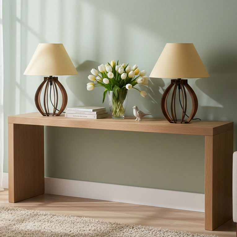 Kit Abajur Luminária De Mdf Para Quarto/Sala Made