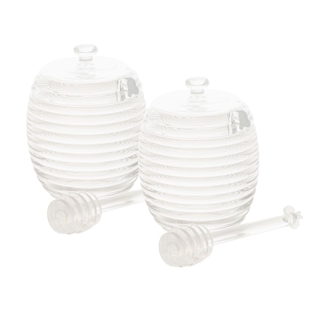 Meleira Pote Porta Mel De Cristal Vidro com Dosado