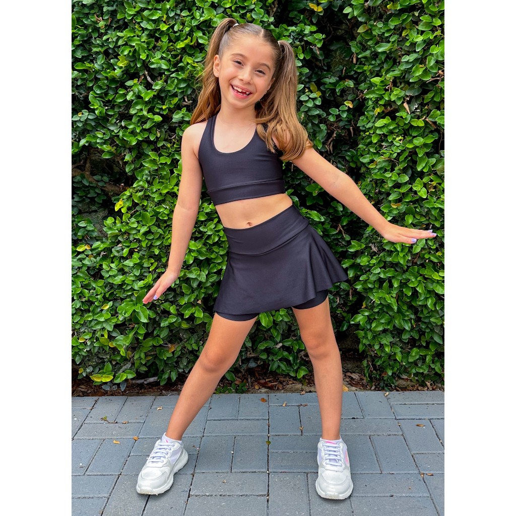 Conjunto de Treino Short Saia e Top Infantil Fitne