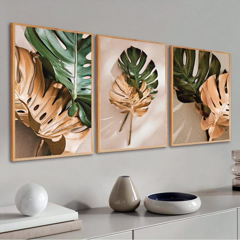 Kit 3 Quadros Decorativos Com Vidro Moldura Premiu