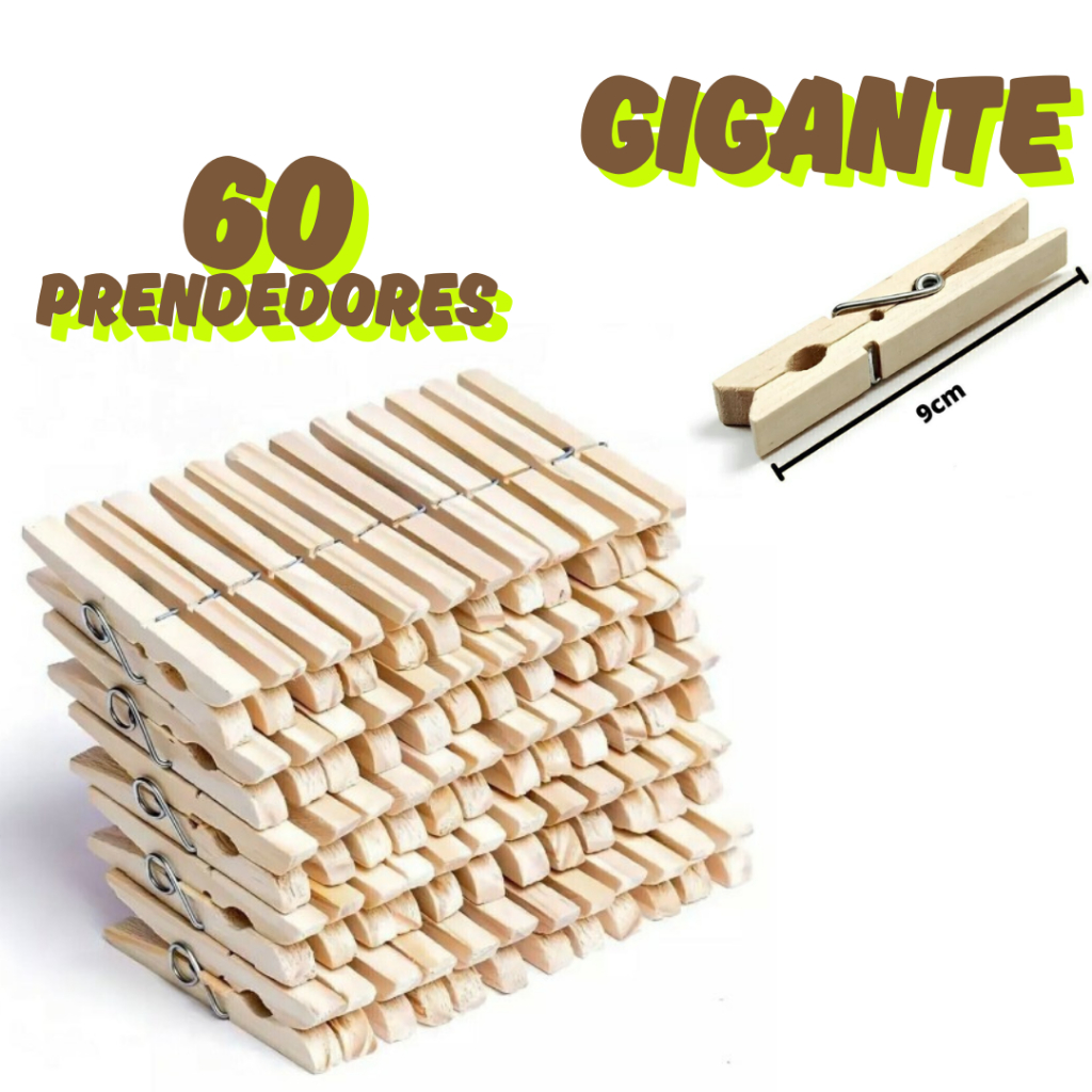 KIT Pregador GIGANTE de Madeira Reforçado  12/24/
